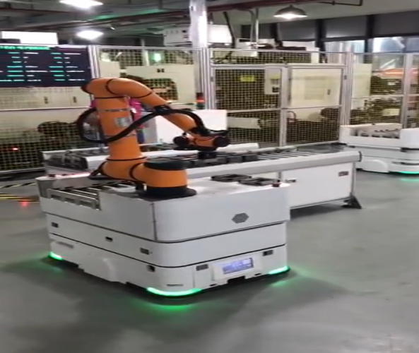 AGV+機(jī)械手復(fù)合式機(jī)器人應(yīng)用